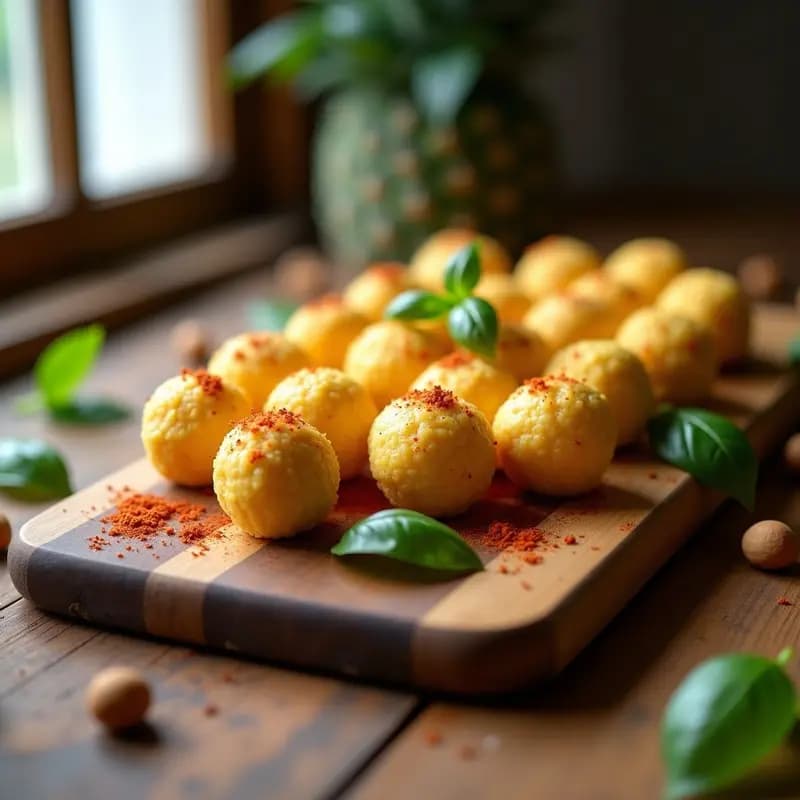 Bolitas de Queso de Cáscara de Piña y Macadamia: Aperitivo Vegano sin Cocinar