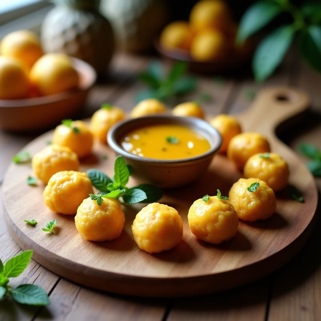 Bolitas de Queso de Cáscara de Piña con Mermelada de Maracuyá: Aperitivo Brasileño Sin Lácteos