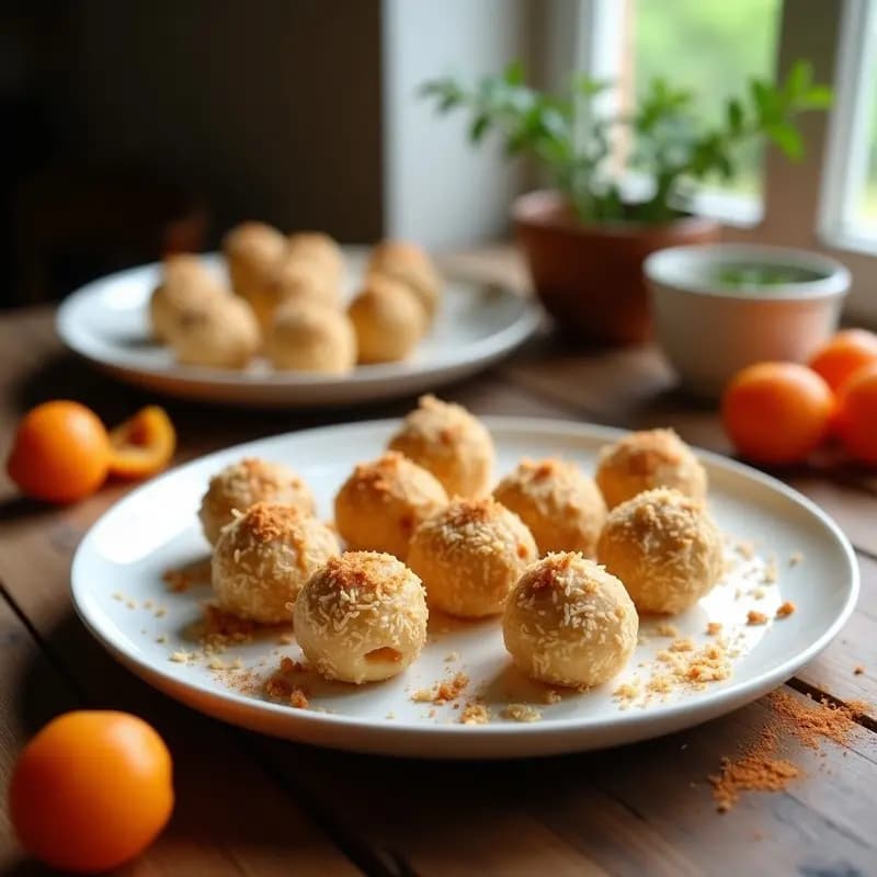Bolitas de Queso de Cashew y Albaricoque con Canela: Aperitivo Crudivegano y Sin Lácteos
