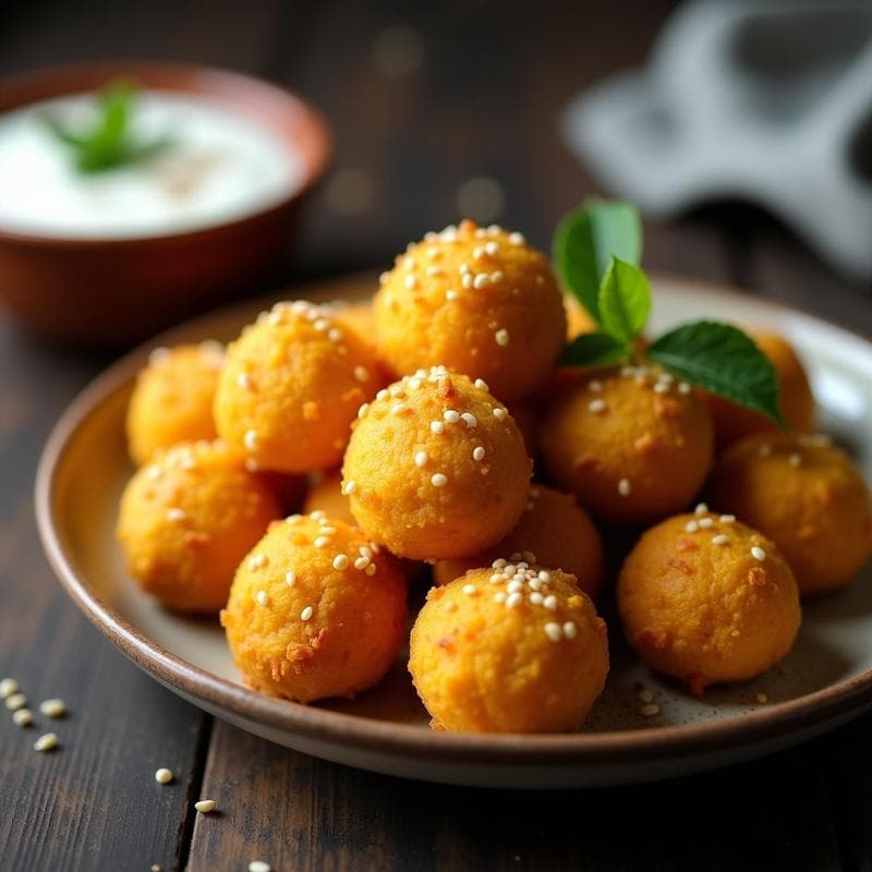 Bolitas de Queso de Cúrcuma y Semillas de Sésamo: Aperitivo Sin Lactosa en Airfryer