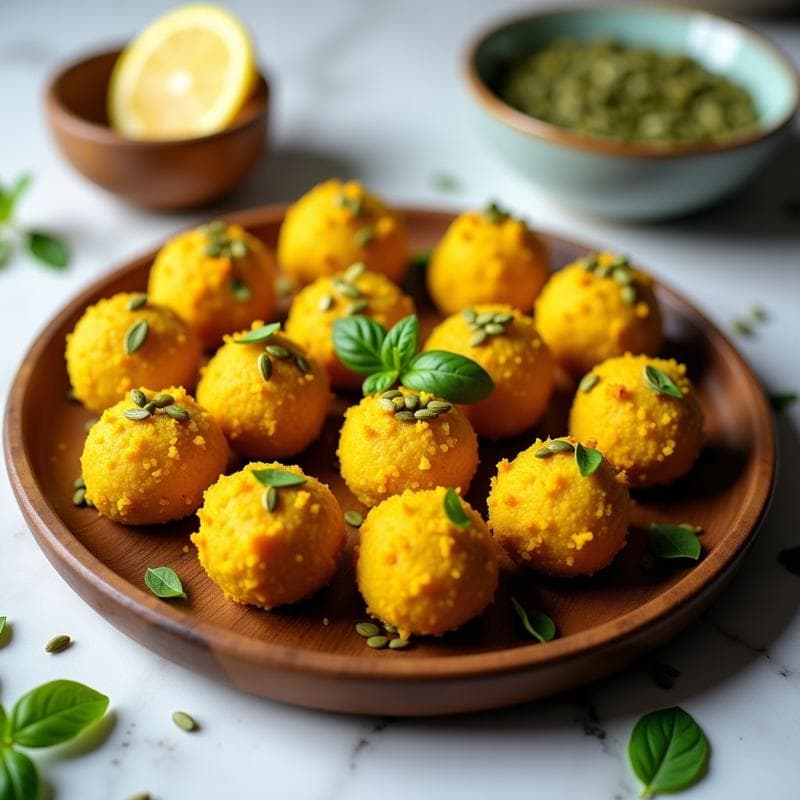 Bolitas de Queso de Cúrcuma y Semillas de Calabaza: Aperitivo Keto sin Horno
