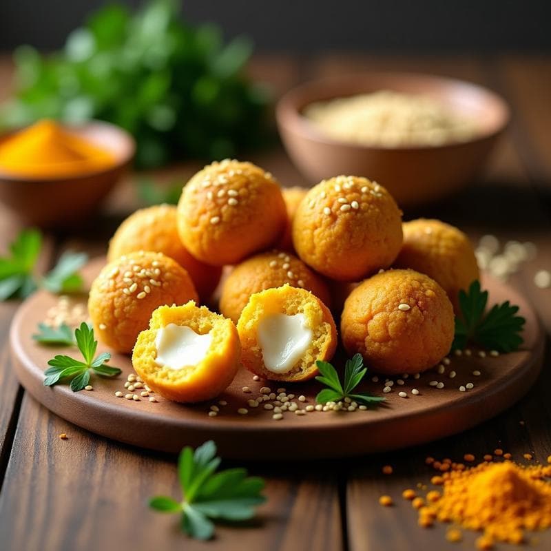 Bolitas de Queso de Cúrcuma y Semillas de Sésamo: entrants Iraní Sin Gluten y Antiinflamatorio