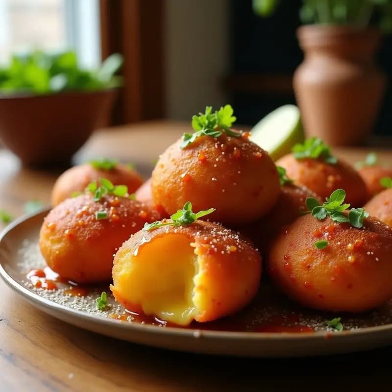 Bolitas de Queso Fritas con Salsa de Arce y Tocino: El Aperitivo que No Podrás Dejar