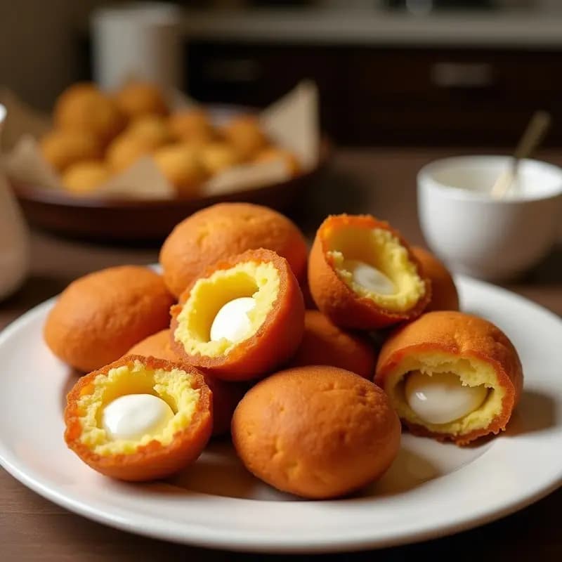 Bolitas de Queso Frito Rellenas de Mermelada de Fresa y Queso Crema: Aperitivo Dulce que Explota en la Boca