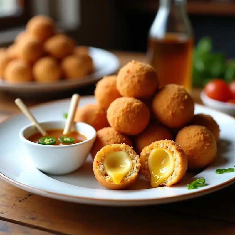 Bolitas de Queso Frito con Salsa de Miel y Jalapeños: El Aperitivo que Combina lo Dulce, Salado y Picante