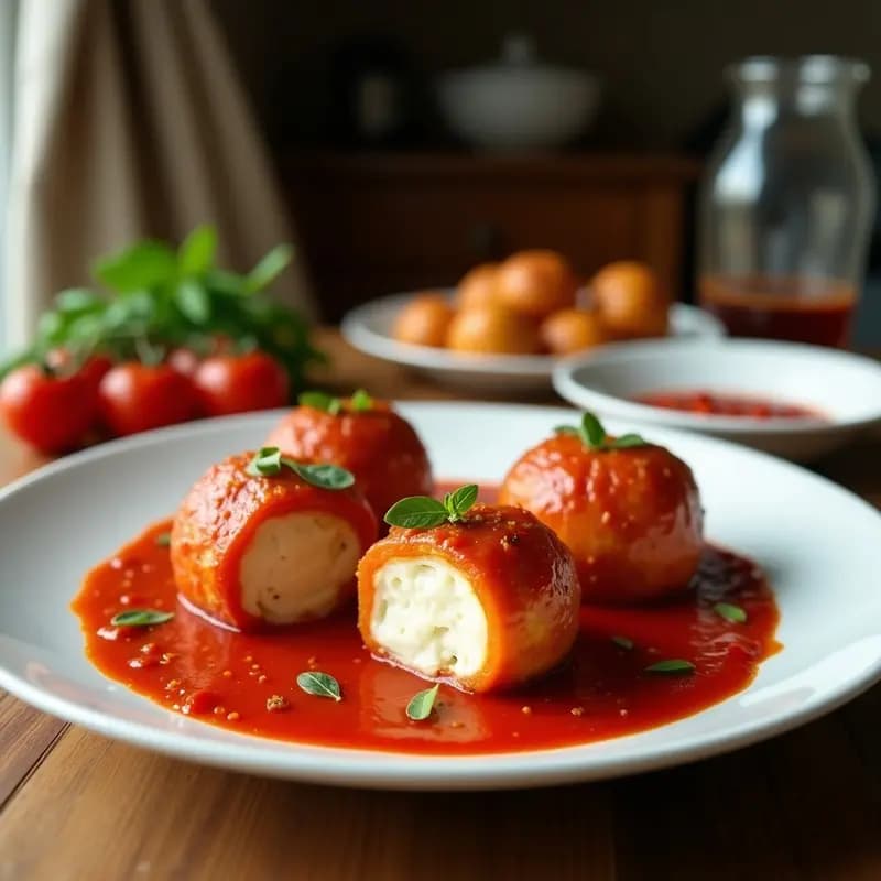 Bolitas de Queso Mozzarella Rellenas de Pepperoni y Salsa Marina: Bocado Italiano Explosivo