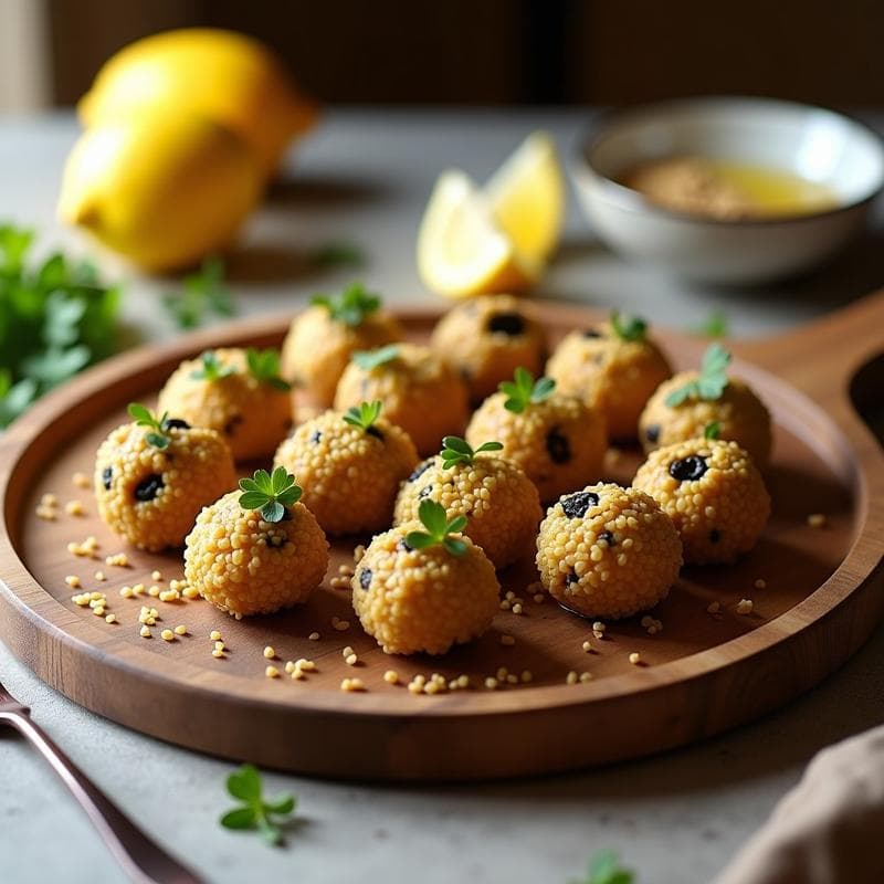 Bolitas de Quinoa y Aceitunas Kalamata: Aperitivo Griego Sin Horno en 10 Minutos