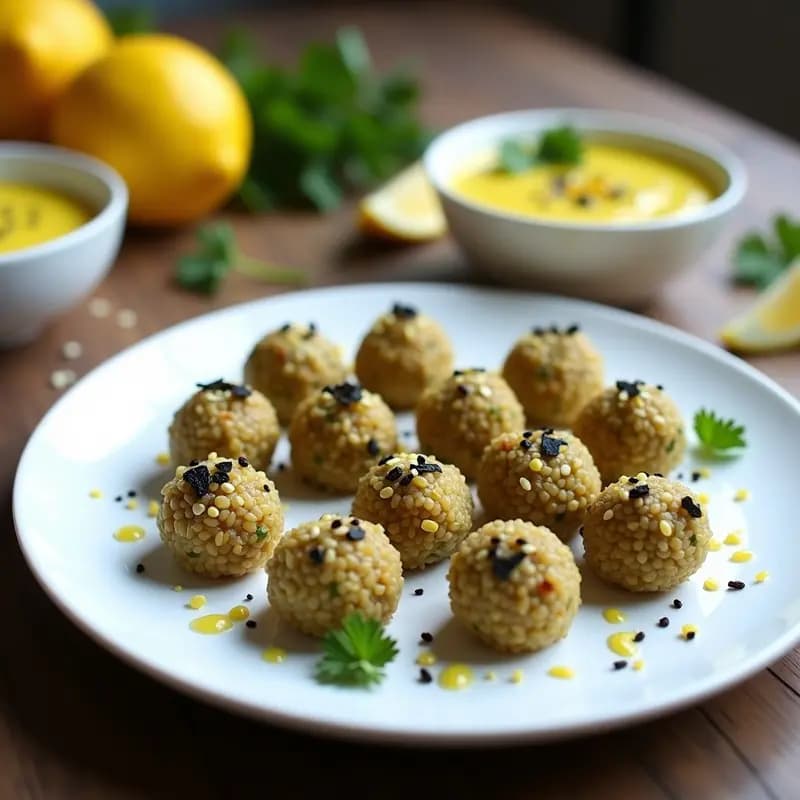 Bolitas de Quinoa y Algas con Aderezo de Limón: Aperitivo Peruano Crudivegano