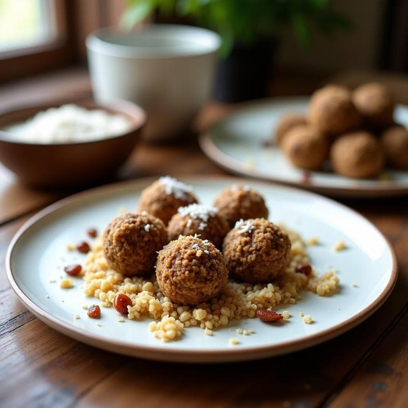 Bolitas de Quinoa y Dátiles con Coco Rallado: Snack Energético Sin Horno
