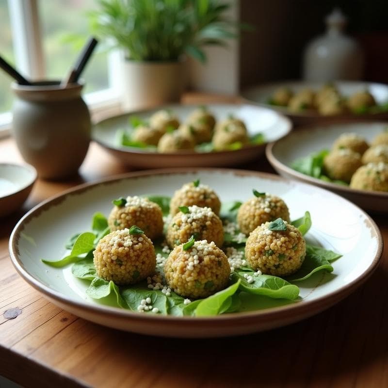 Bolitas de Quinoa y Espárragos: Aperitivo Crujiente en Airfryer con Salsa de Yogur de Coco