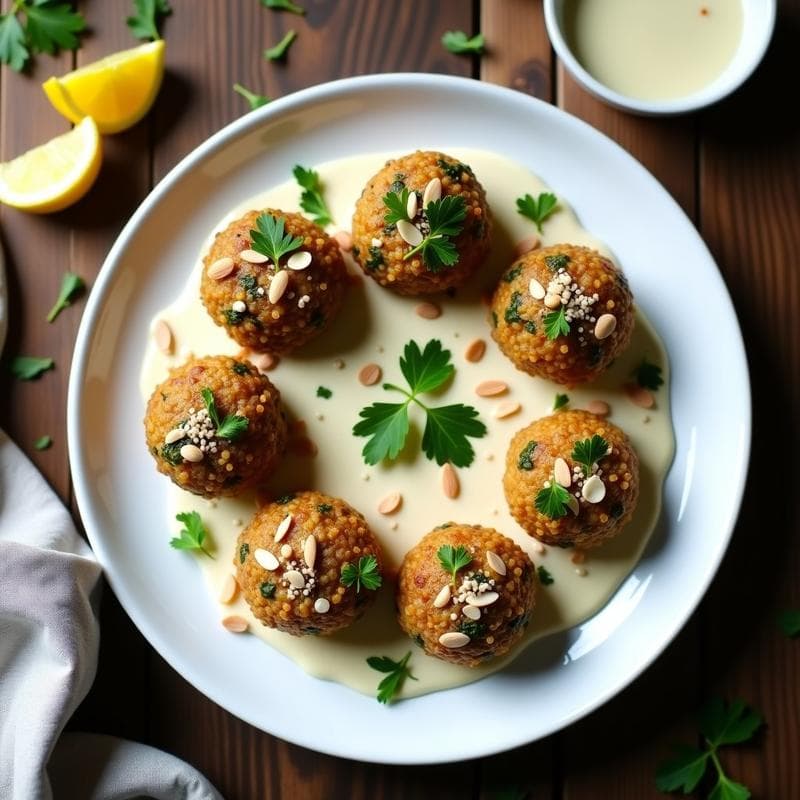 Bolitas de Quinoa y Espinacas con Salsa de Yoqui: Aperitivo Colombiano Sin Horno
