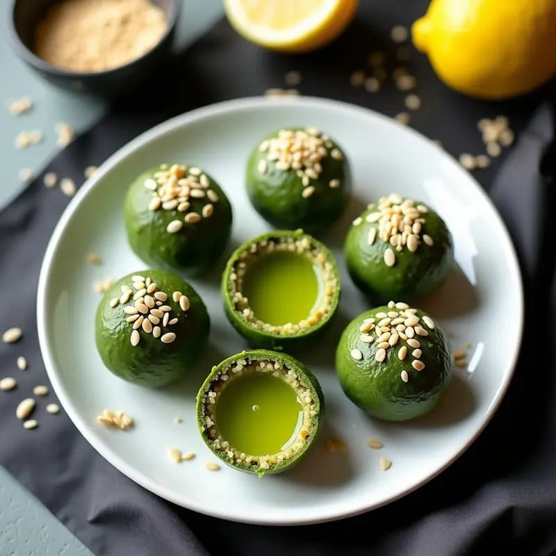 Bolitas de Quinoa y Espirulina con Centro Líquido de Limón: Snack Energético y Fotogénico