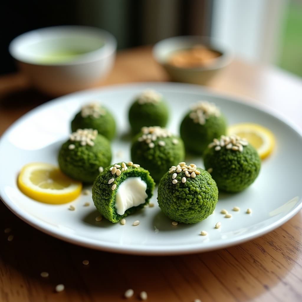 Bolitas de Quinoa y Espirulina con Relleno de Crema de Anacardos: Aperitivo Detox y Energético