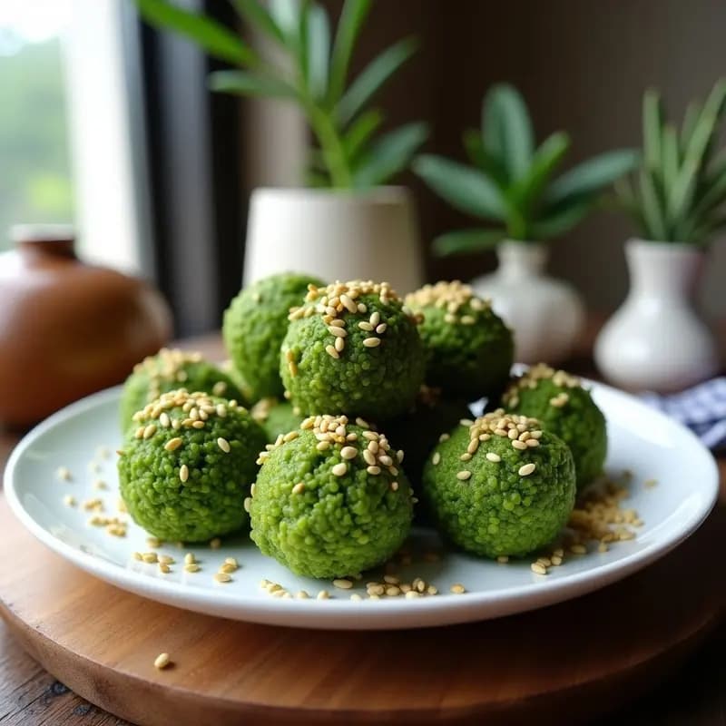 Bolitas de Quinoa y Espirulina con Queso de Anacardos: Aperitivo Superfood Keto en 15 Minutos