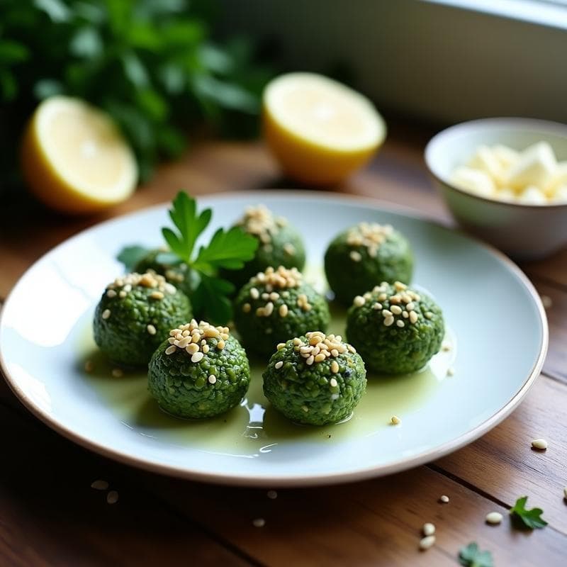 Bolitas de Quinoa y Espirulina con Queso Vegano: Aperitivo Alta en Proteína y Sin Horno