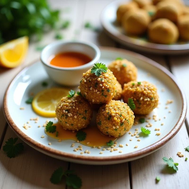 Bolitas de Quinoa y Espirulina con Salsa de Yuzu: Aperitivo Superfood en Airfryer
