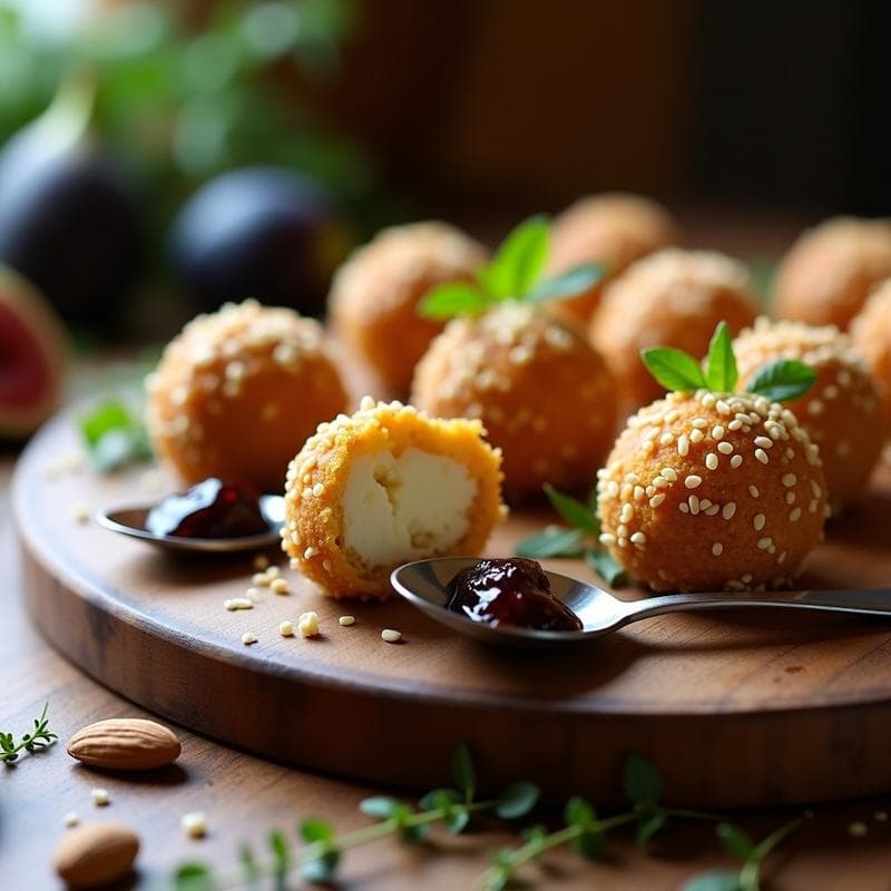 Bolitas de Quinoa y Queso de Cabra con Mermelada de Higo: Aperitivo Sin Harina