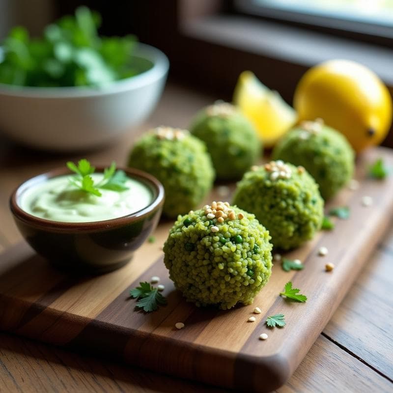 Bolitas de Quinoa y Algas Wakame con Dip de Wasabi: Aperitivo Vegano Crudivegano