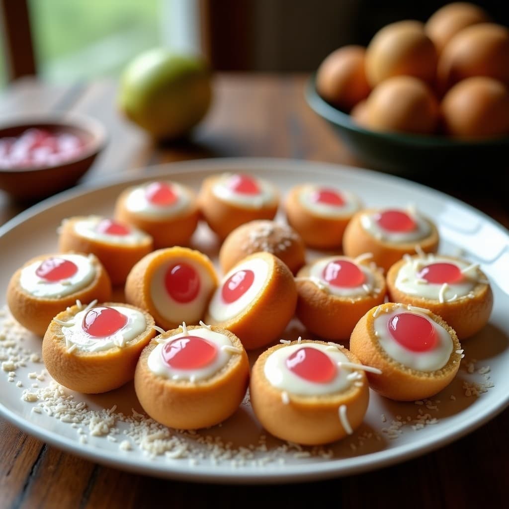 Bolitas de Tapioca con Relleno de Queso Crema y Mermelada de Guayaba: Postre Brasileño Sin Horno