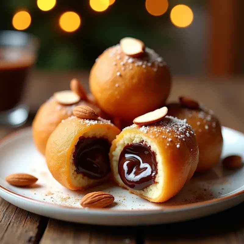 Bolitas de Turrón Fritas con Relleno de Chocolate y Almendras: Aperitivo Español Navideño Reinventado