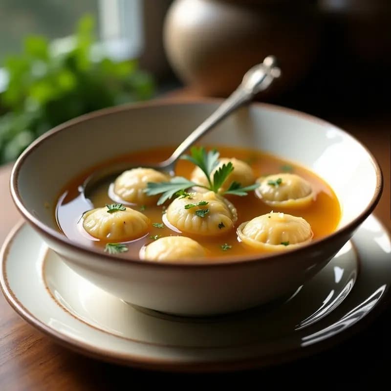 Bolletti in Brodo Italianos con Carne de Pollo: Sopa Tradicional de Aventura en 40 Minutos