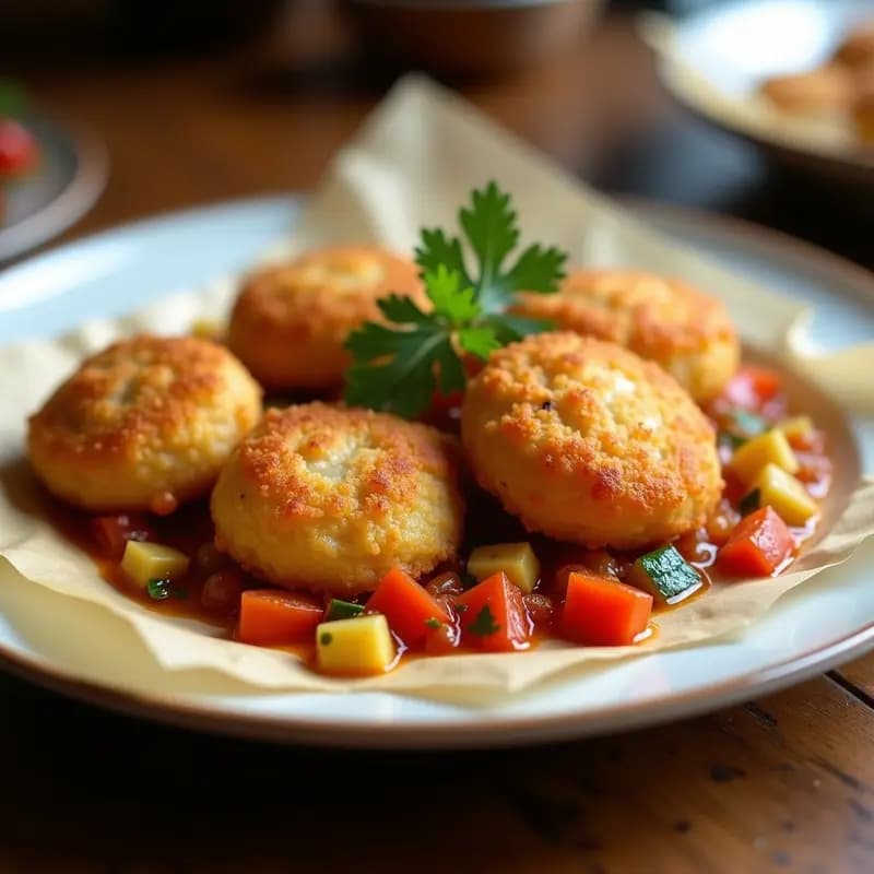 Bollitos de Bacalao con Pisto Manchego: Tapa Navideña Crujiente