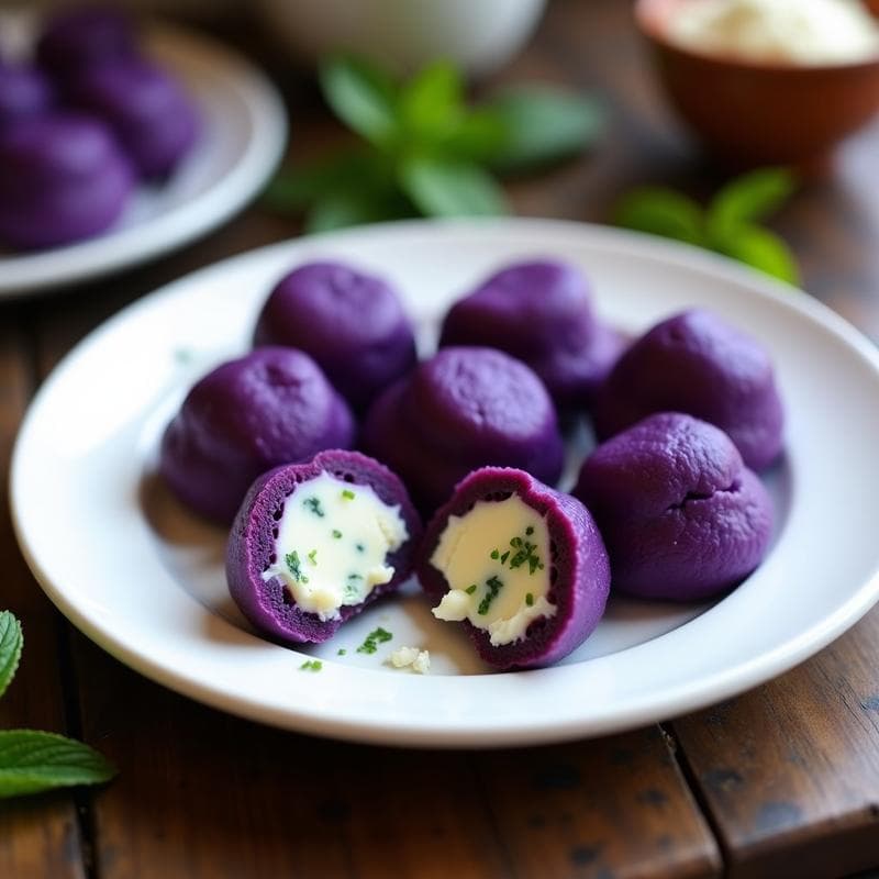 Bollitos de Maíz Morado Rellenos de Queso Fresco y Hierbabuena: Postre Peruano Sin Horno en 20 Minutos