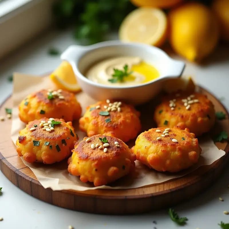 Bollitos de Mijo y Calabaza con Dip de Tahini y Limón: Aperitivo Sirio Sin Gluten