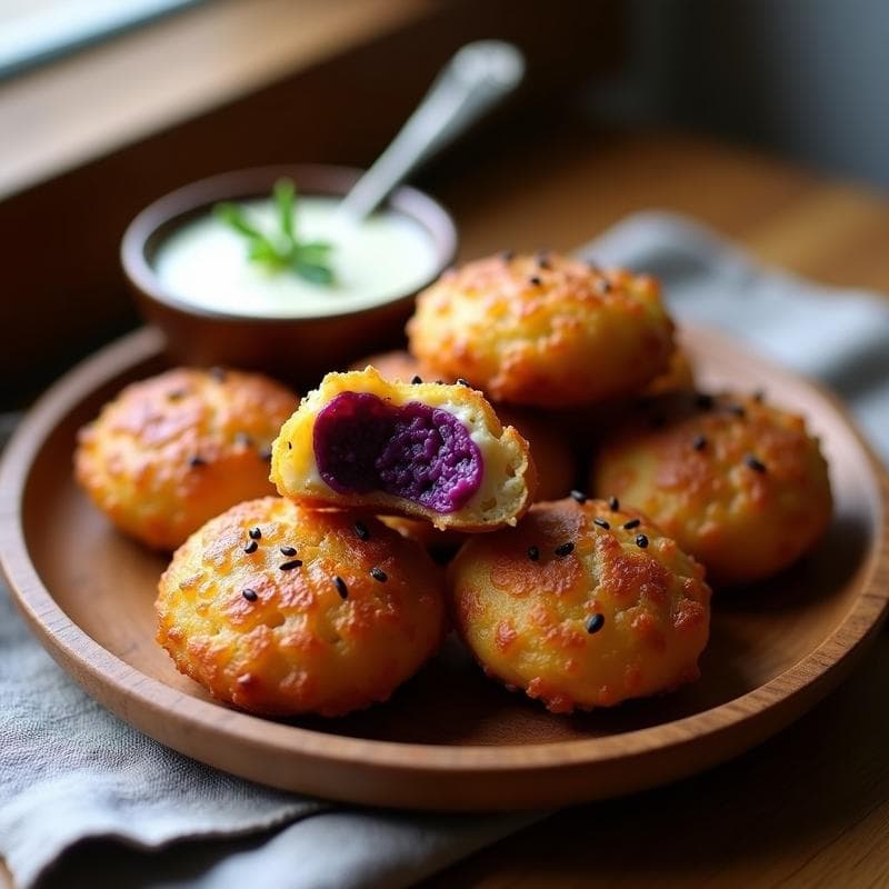 Bollitos de Ñame Morado y Queso de Castaña: Aperitivo Sin Gluten en Airfryer
