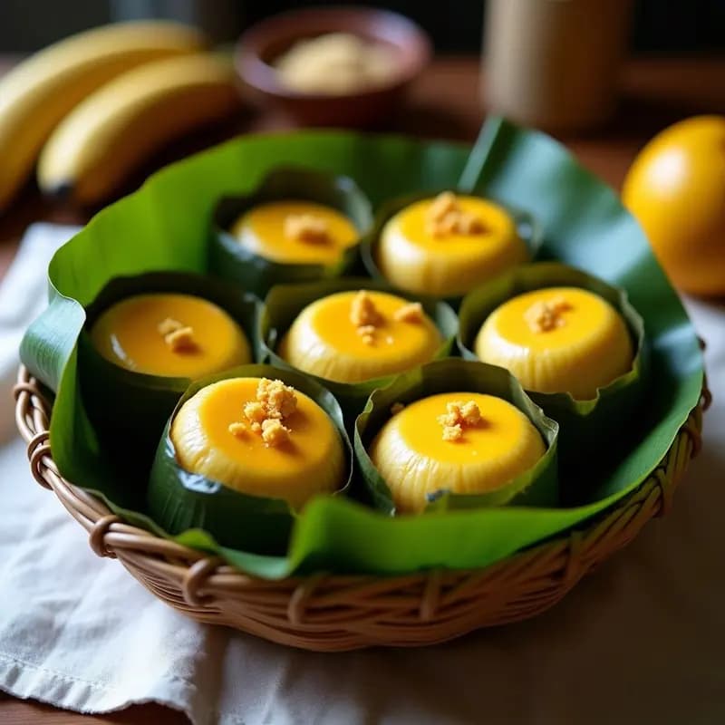 Bollitos de Plátano Macho y Queso de Cúrcuma en Hoja de Plátano: Postre Guatemalteco Sin Gluten