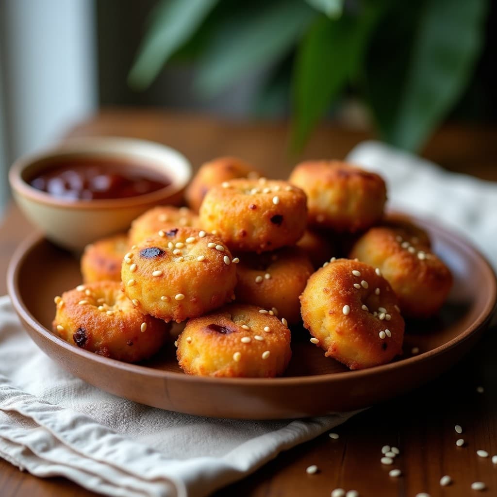 Bollitos de Yuca y Bacon Vegano con Salsa Barbacoa: Aperitivo Brasileño en Airfryer