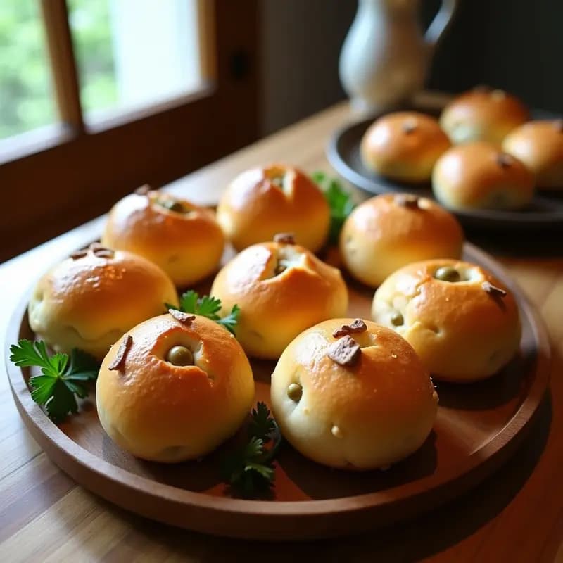 Bollo de Aceitunas y Anchoas: Panecillo Salado Andaluz para Aperitivos