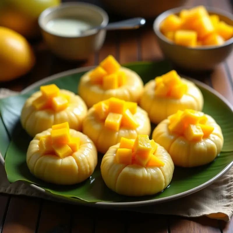 Bollos de Arroz Glutinoso con Mango: Postre Tailandés Sin Horno y Sin Gluten