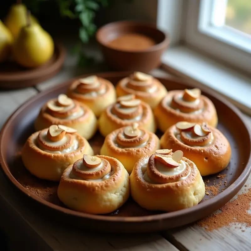 Bollos de Canela Rellenos de Crema de Almendra y Peras: Desayuno Sueco Sin Lácteos