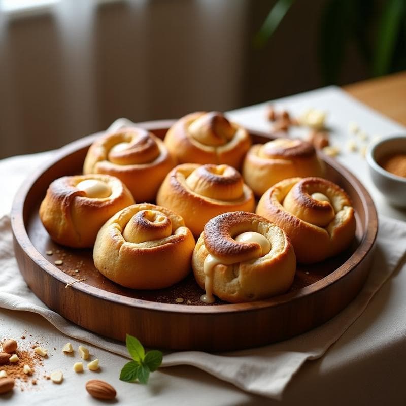 Bollos de Canela Rellenos de Crema de Almendras: Desayuno Sin Gluten y Sin Lactosa