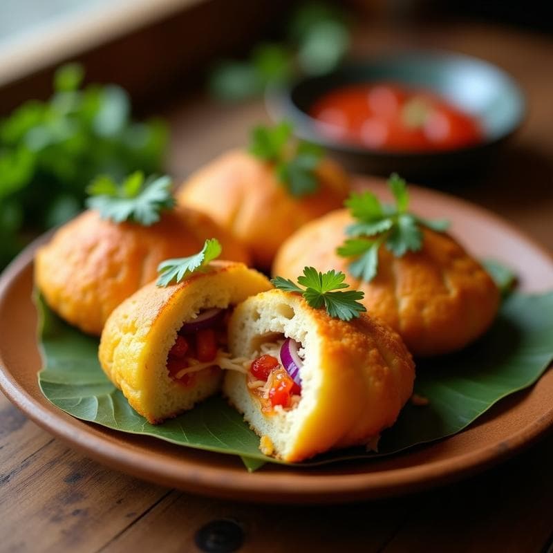 Bollos de Canoa Rellenos de Bacalao Desmenuzado: Receta Venezolana en Airfryer