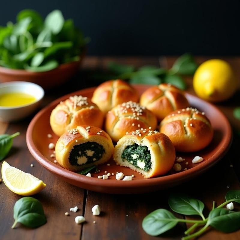 Bollos de Harina de Garbanzo Rellenos de Espinacas y Feta: Receta Griega en Airfryer y Sin Harina de Trigo