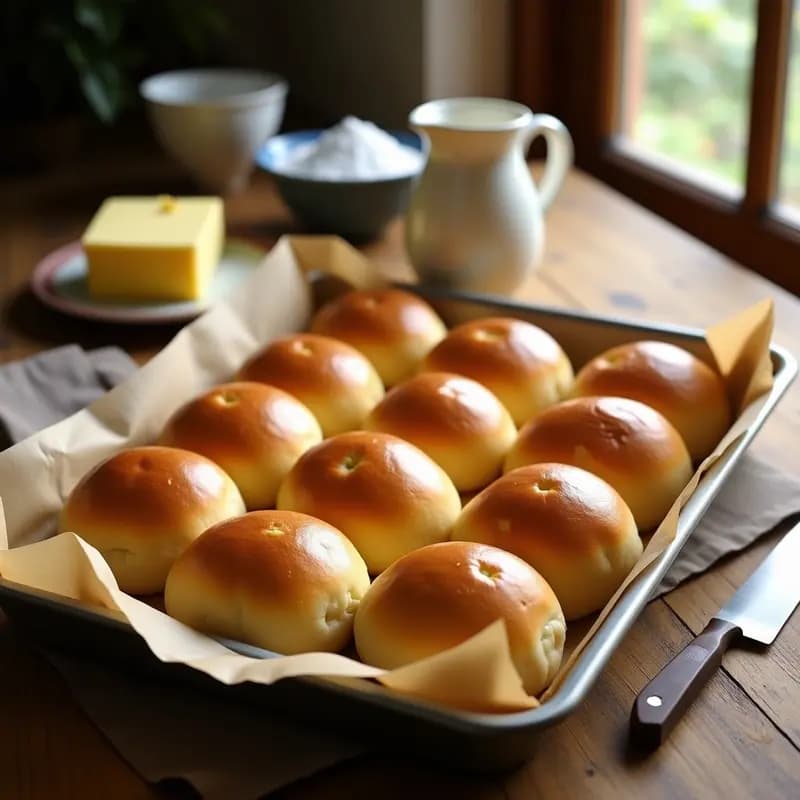 Bollos de Leche Caseros con Mantequilla: Receta de Panadería Tradicional
