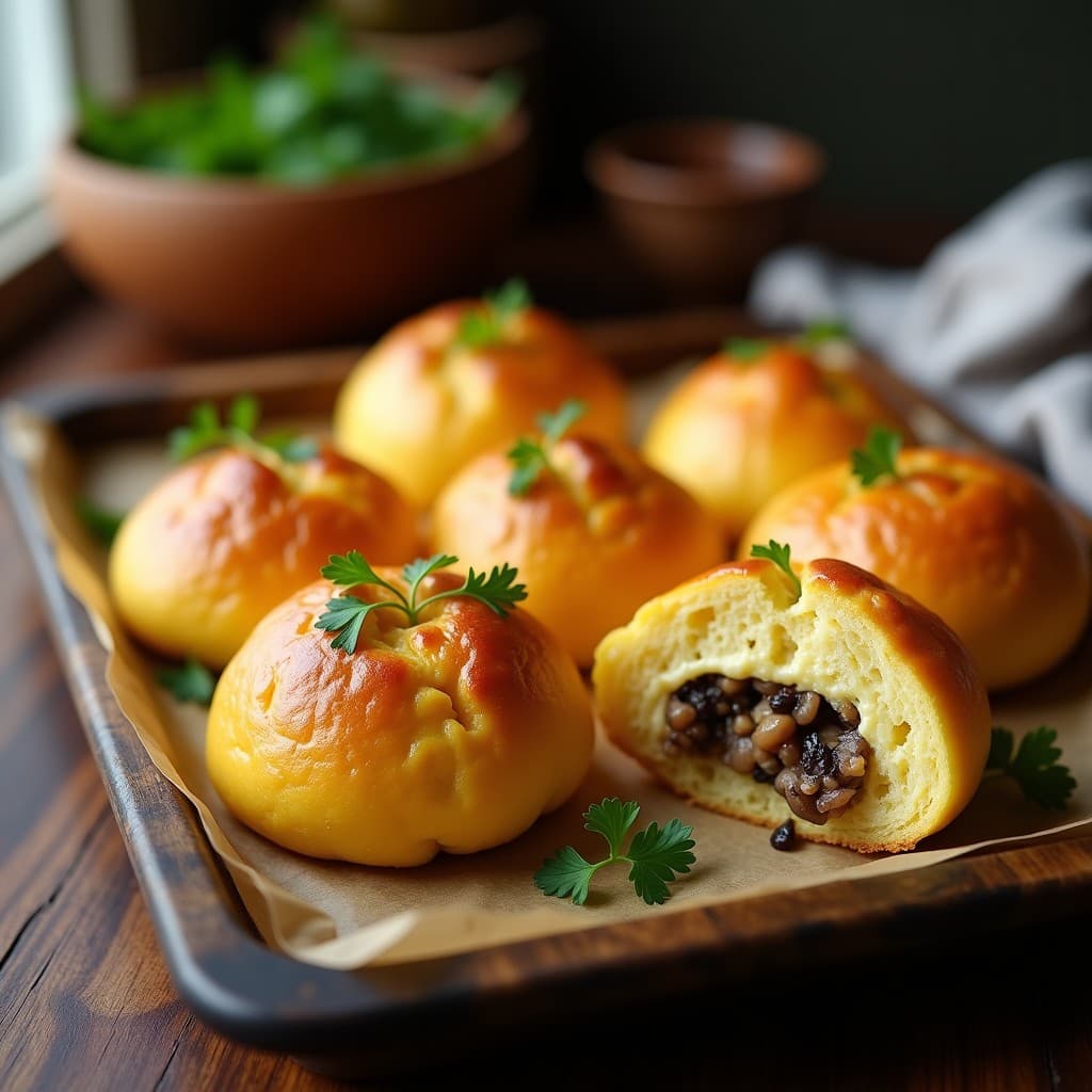 Bollos de Maíz con Queso de Anacardos y Hongos Portobello: Aperitivo Colombiano Vegano al Horno