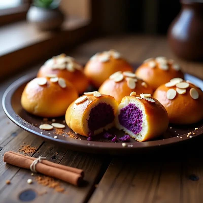 Bollos de Manteca Rellenos de Batata Morada: Postre Portugués Vegano y Sin Lactosa