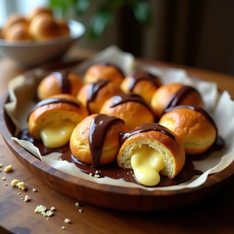 Bollos de Mantequilla Rellenos de Crema Pastelera y Chocolate: Merienda de Infancia