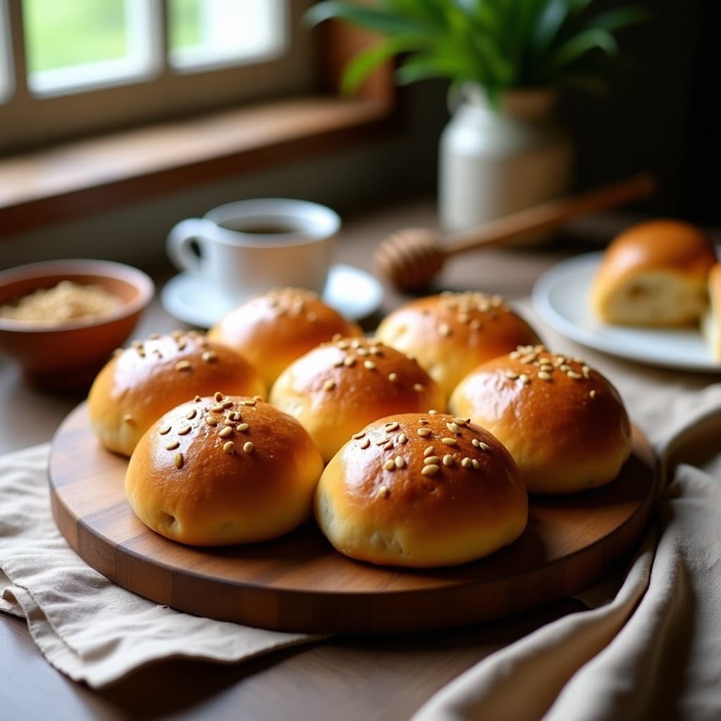 Bollos de Masa Madre con Semillas de Girasol y Miel: Desayuno Sin Lactosa y Alto en Fibra