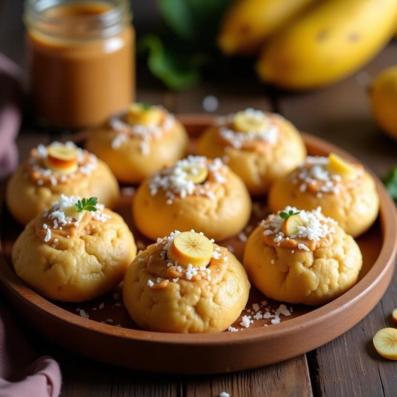 Bollos de Mijo Rellenos de Crema de Cacahuete y Plátano Macho: Merienda Africana Sin Horno