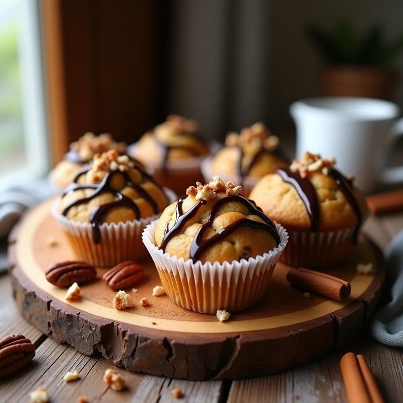 Bollos de Plátano y Canela con Cobertura de Chocolate 85%: Desayuno Sin Harina y Energético