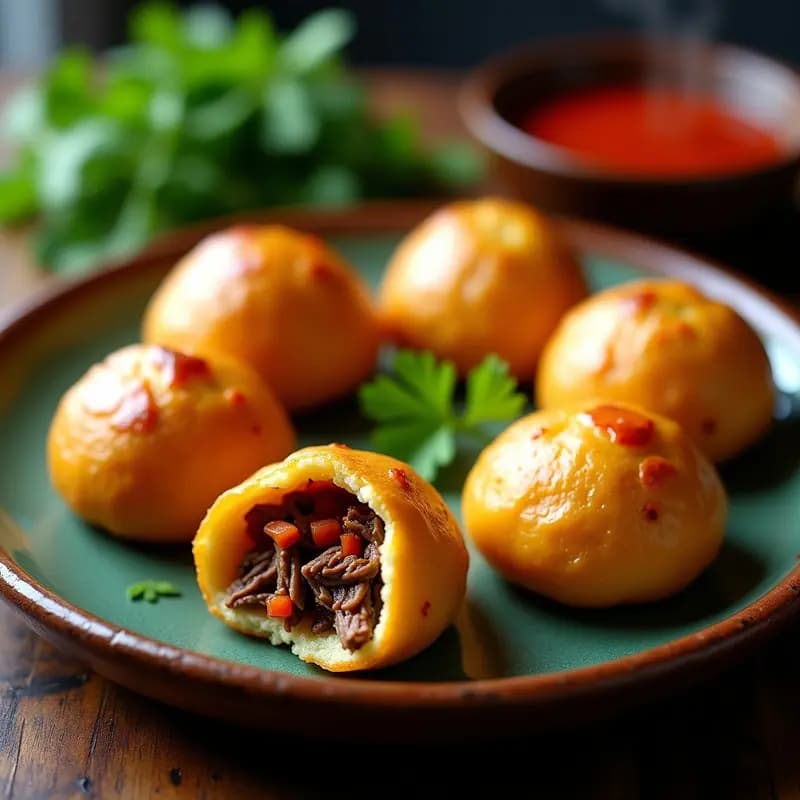 Bollos de Yuca Rellenos de Carne Mechada: Receta Colombiana Sin Gluten y Crujiente