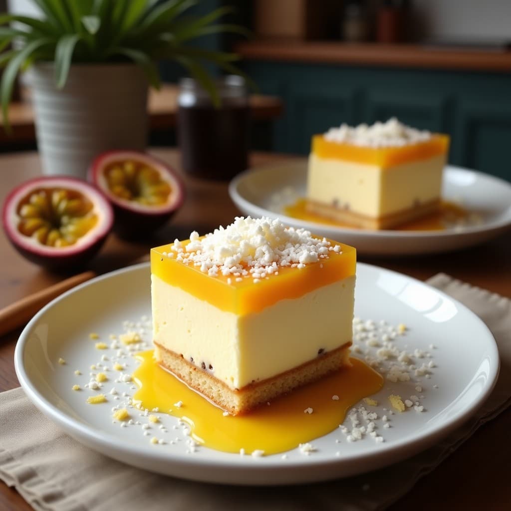 Bolo de bolacha Maria con Crema de Maracuyá y Coco Rallado: Postre Portugués Vegano y Sin Horno