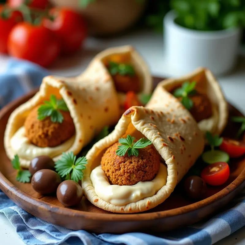 Bolsas de Pita Rellenas de Falafel y Tahini: Receta Griega Vegana y Crujiente