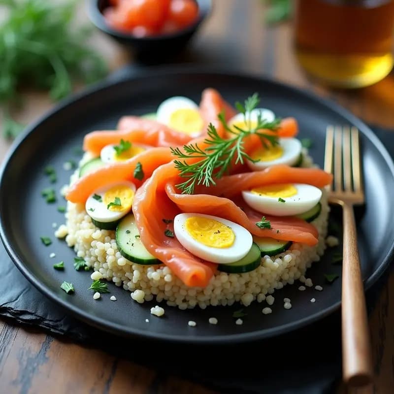 Bolshoi de Salmón y Quinoa con Salsa de Eneldo: Receta Rusa Gourmet en 20 Minutos