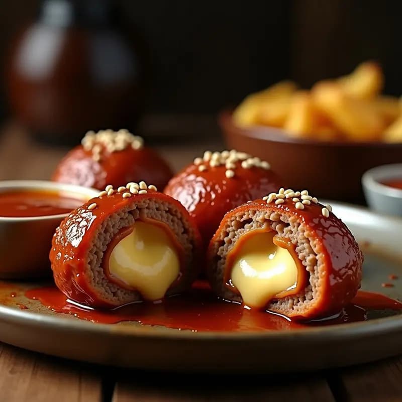 Bomba de Carne con Queso Mozzarella en el Centro y Salsa Barbacoa: Receta Americana Clásica Reinventada