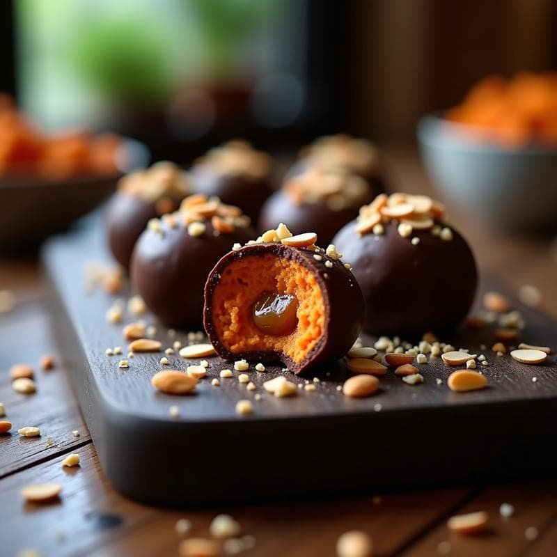 Bomba de Chocolate y Batata con Heart de Caramelo Salado: Postre Vegano Sin Horno en 15 Minutos